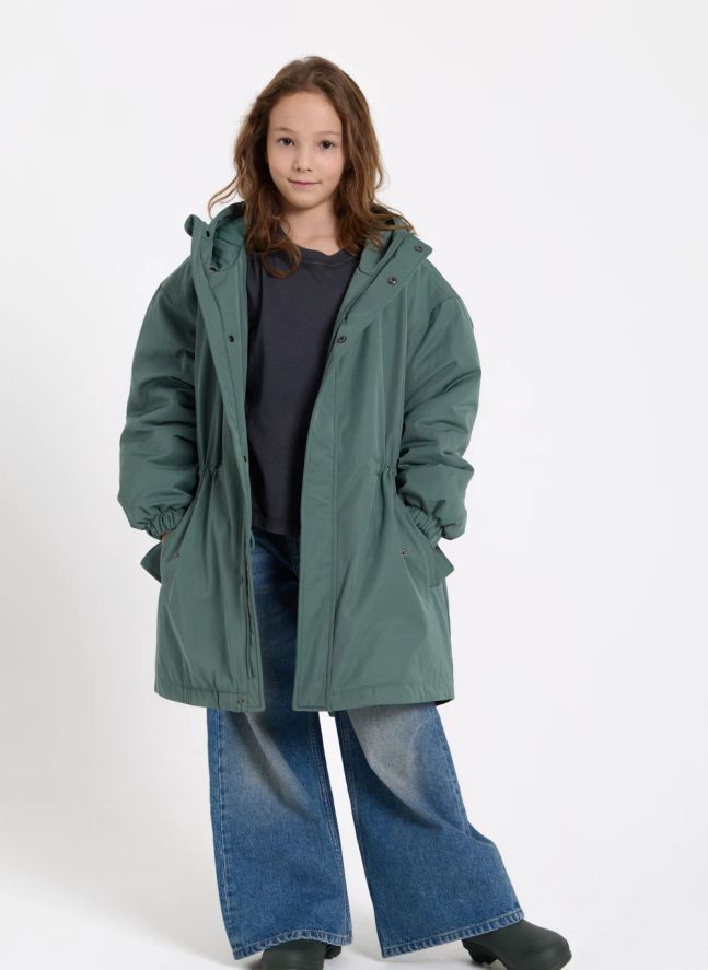Parka de fibra reciclada con forro Fox | Verde azulado