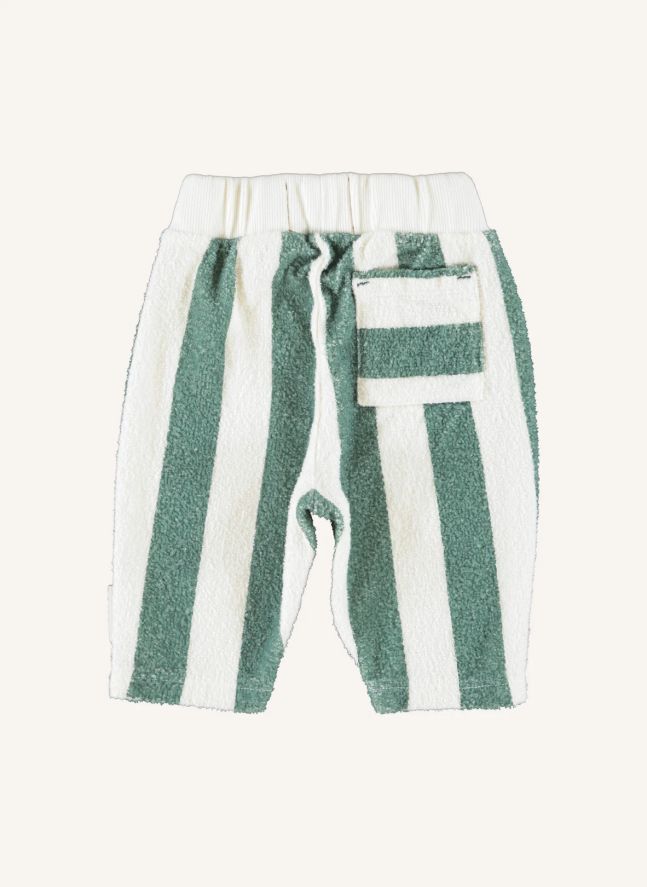 Pantalon Rayé Eponge Coton Bio | Ecru