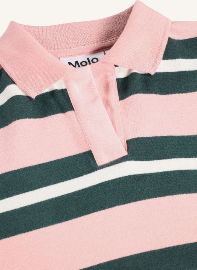 Polo Mille Rayé Coton Bio | Rose poudré