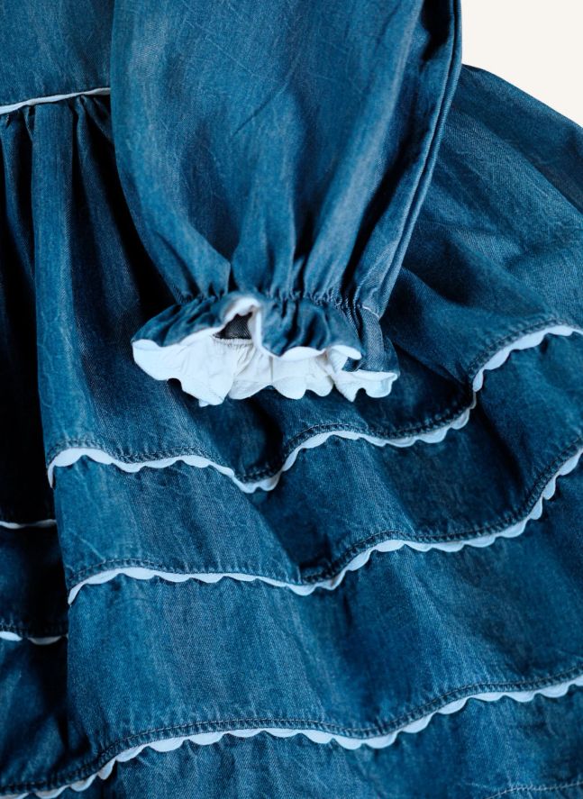 Robe Dentelle Caren Denim Coton Bio | Bleu marine