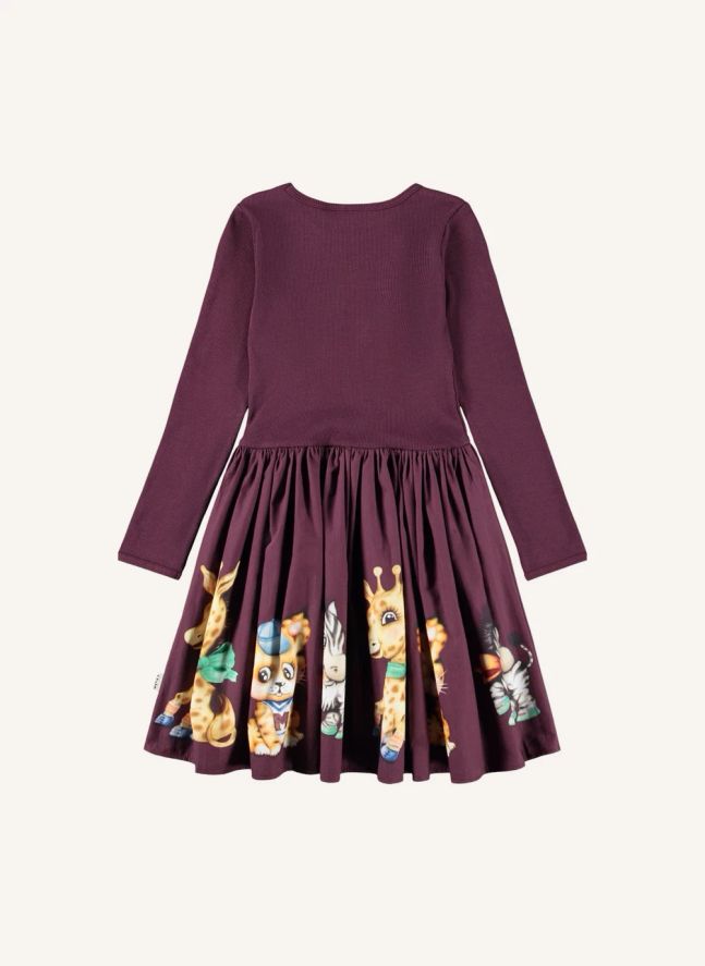Robe Cassie Tigres Coton Bio | Bordeaux
