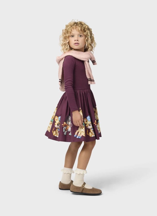 Robe Cassie Tigres Coton Bio | Bordeaux