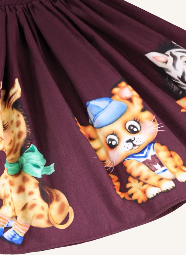 Robe Cassie Tigres Coton Bio | Bordeaux