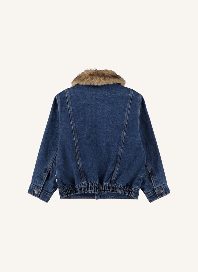 Veste Col Façon Fourure Hiroie Denim Coton Bio | Bleu