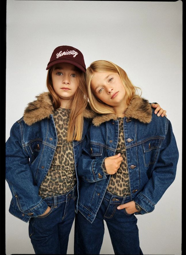 Veste Col Façon Fourure Hiroie Denim Coton Bio | Bleu