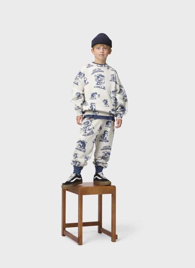 Pull Mar Dinosaures Coton Bio | Blanc