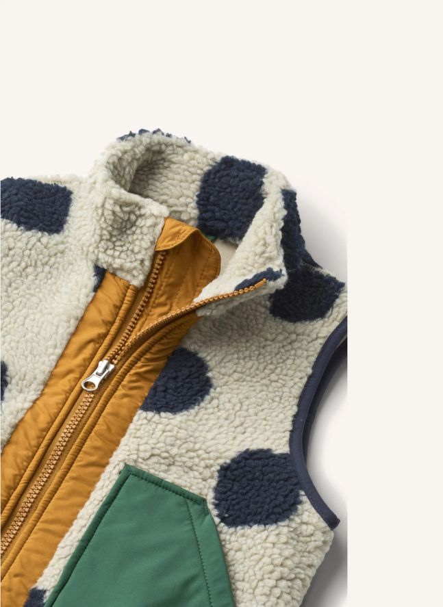 Veste Sans Manches Façon Sherpa Noam Pois Fibres Recyclées | Beige