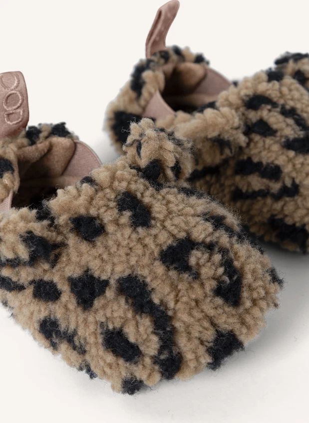Chaussons Façon Sherpa Maui Léopard Fibres Recyclées | Marron