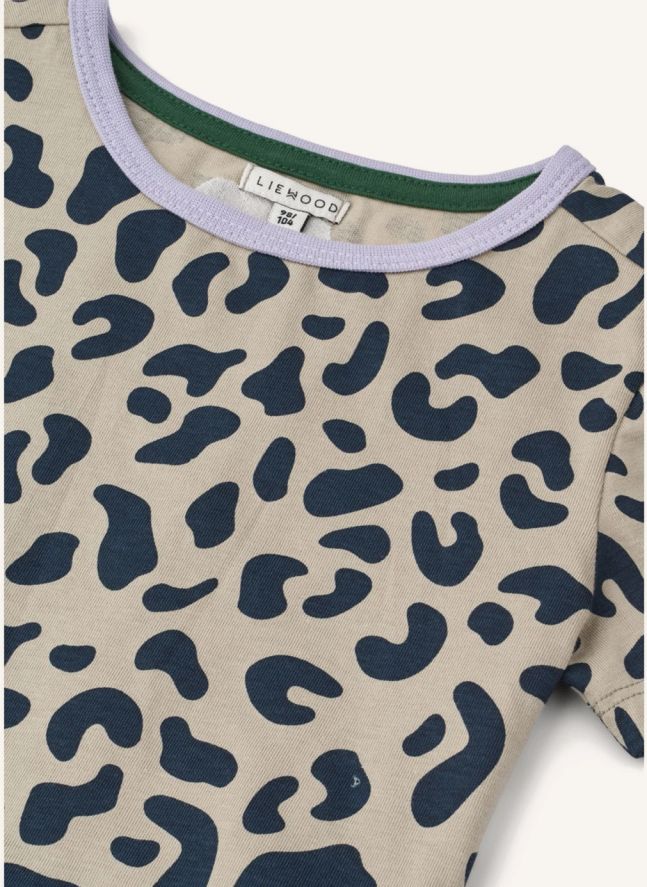 T-shirt Volants Kya Léopard Coton Bio | Beige