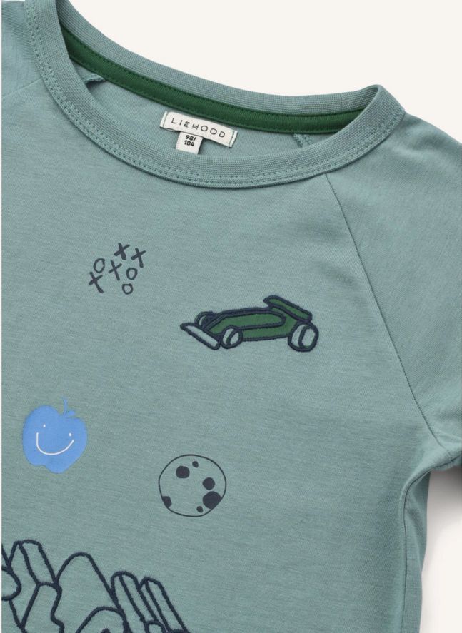 T-shirt Brodie Play Coton Bio | Bleu Vert