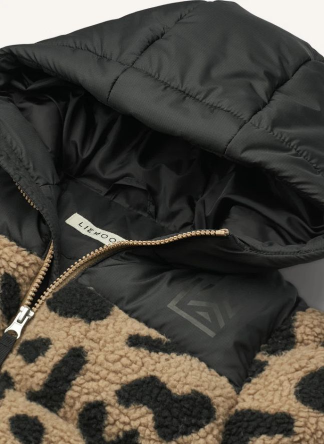 Veste Façon Sherpa Niko Léopard Fibres Recyclées | Marron