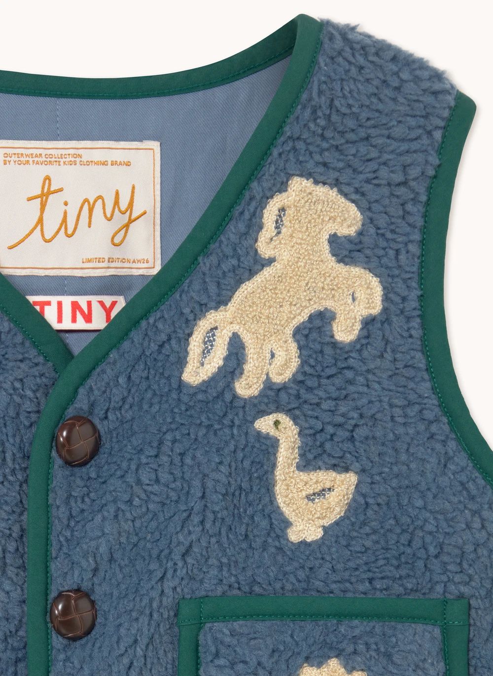 Veste Sans Manches Façon Sherpa Oies | Bleu- Image produit n°5