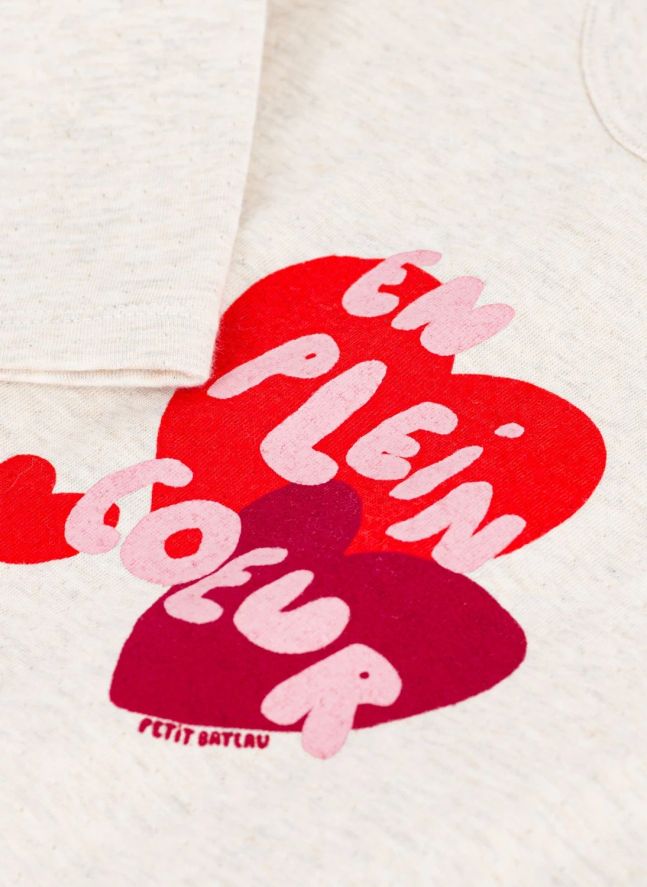 T-shirt En Plein Cœur Bébé | Beige chiné