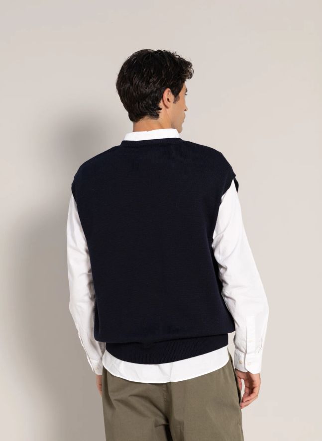 Pull Sans Manches Baxter Laine Mérinos | Bleu marine