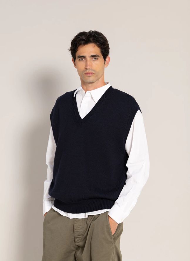 Pull Sans Manches Baxter Laine Mérinos | Bleu marine