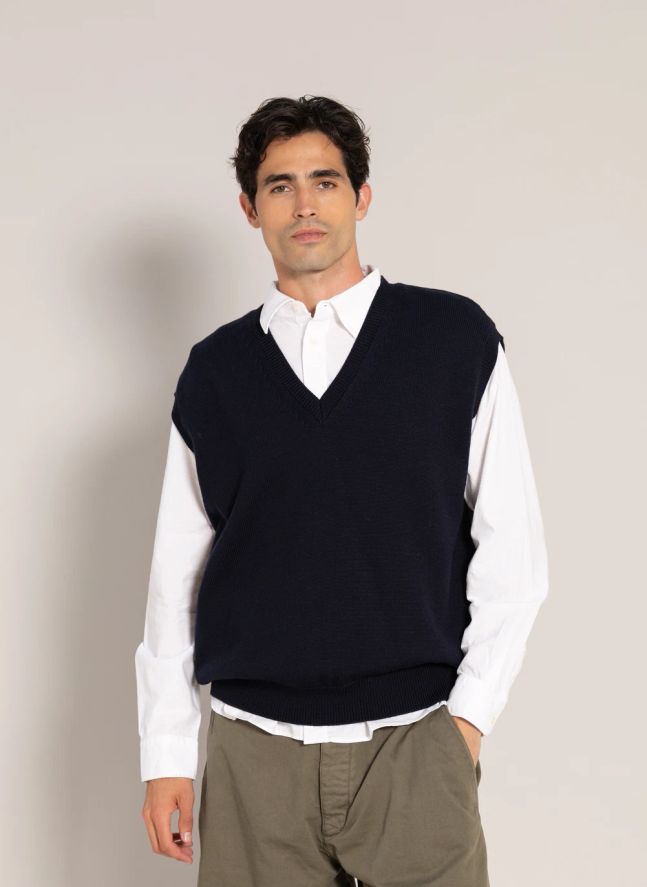Pull Sans Manches Baxter Laine Mérinos | Bleu marine