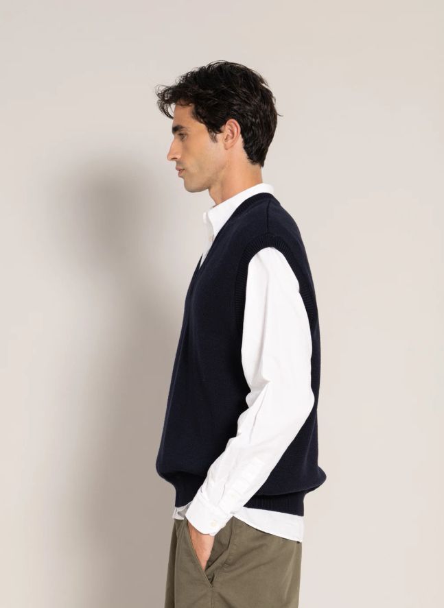 Pull Sans Manches Baxter Laine Mérinos | Bleu marine