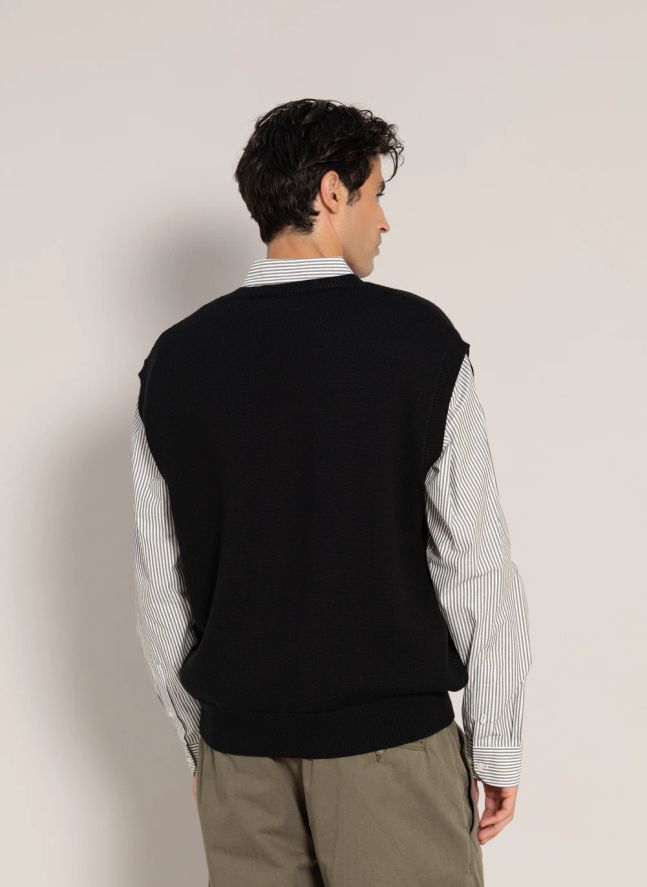 Pull Sans Manches Baxter Laine Mérinos | Noir