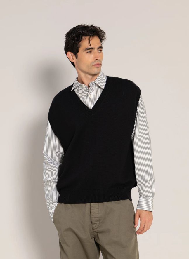 Pull Sans Manches Baxter Laine Mérinos | Noir
