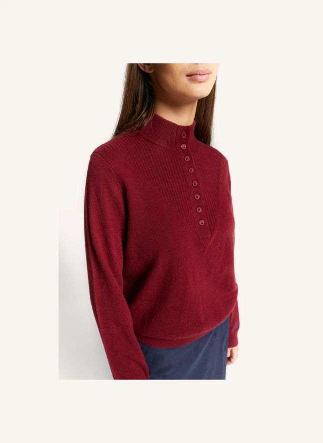 Pull Boutonné Winter Laine | Bordeaux