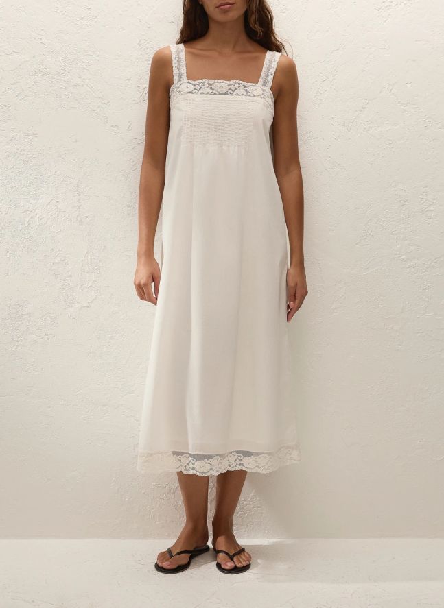 Robe Cristina Midi Coton | Ivoire