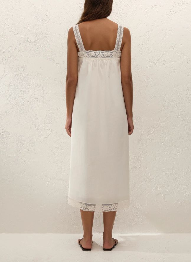 Robe Cristina Midi Coton | Ivoire