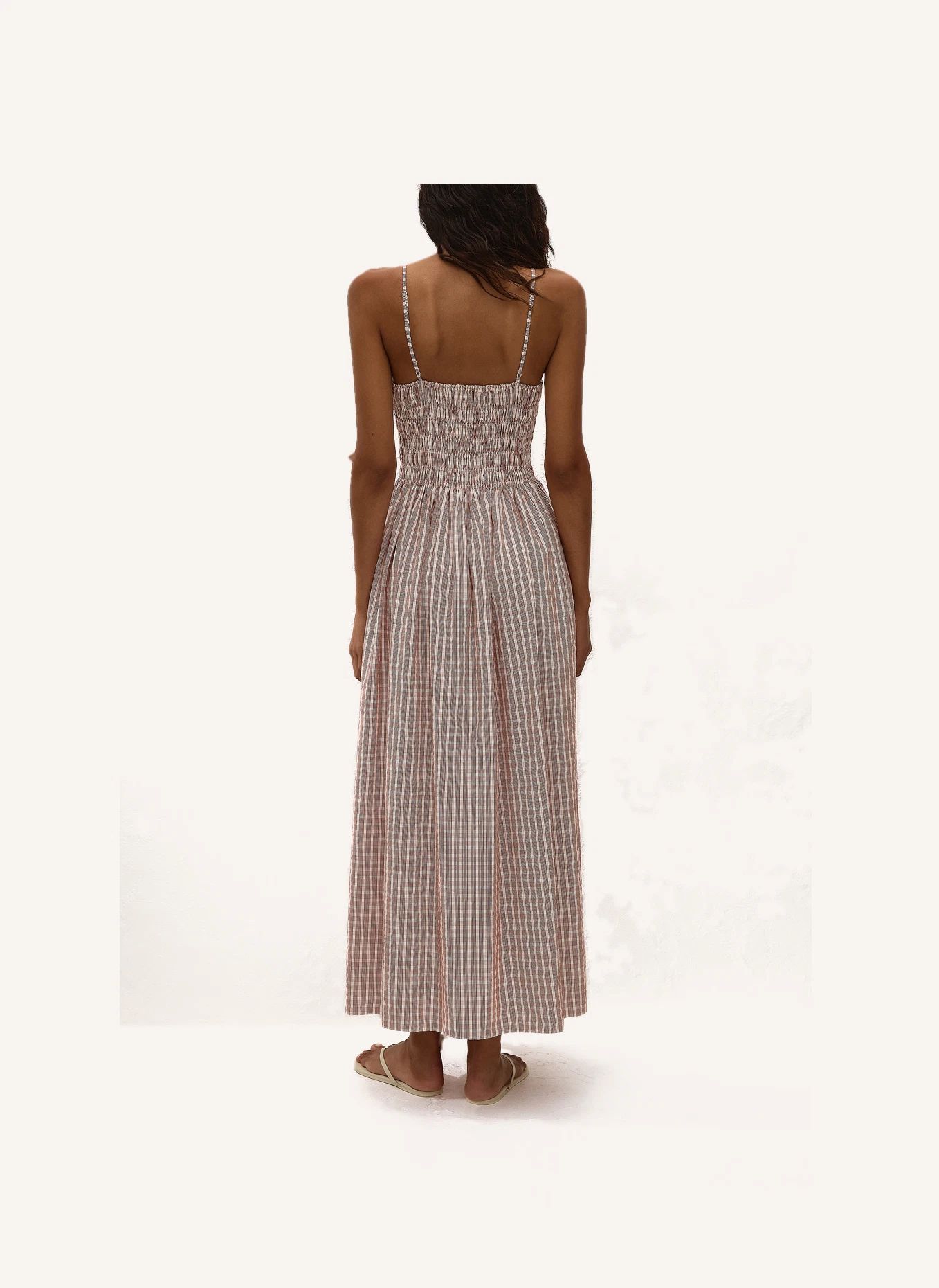 Robe Carreaux Laia Maxi Coton | Cinnamon- Image produit n°2
