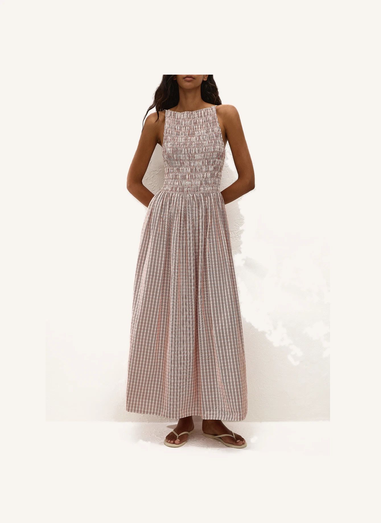 Robe Carreaux Laia Maxi Coton | Cinnamon- Image produit n°0