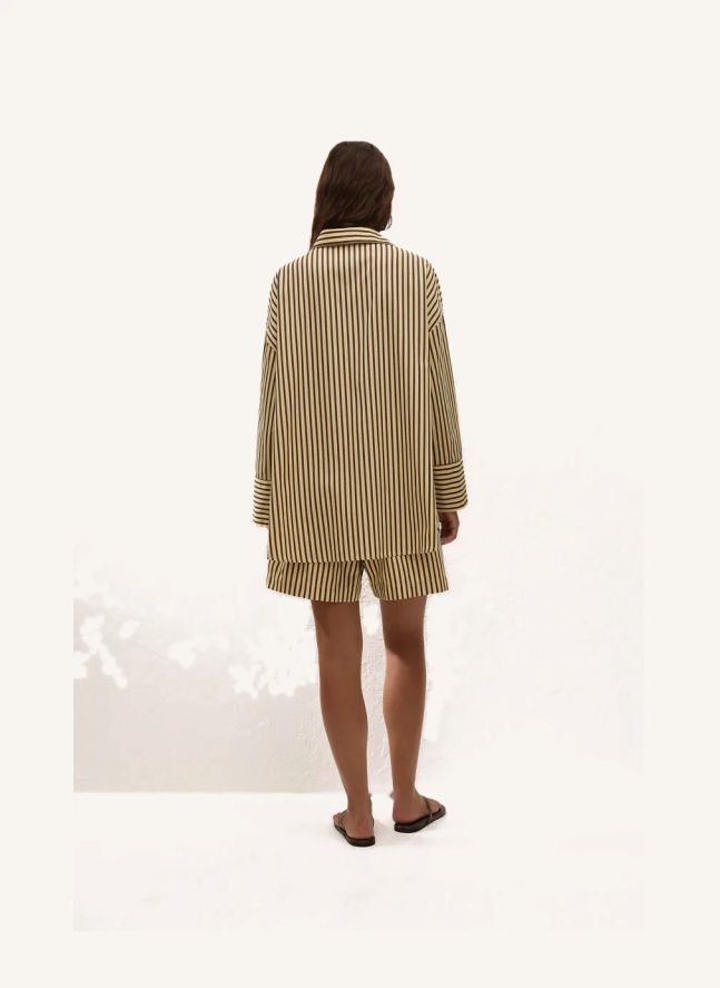 Short Rayures Clemente Coton | Ecru