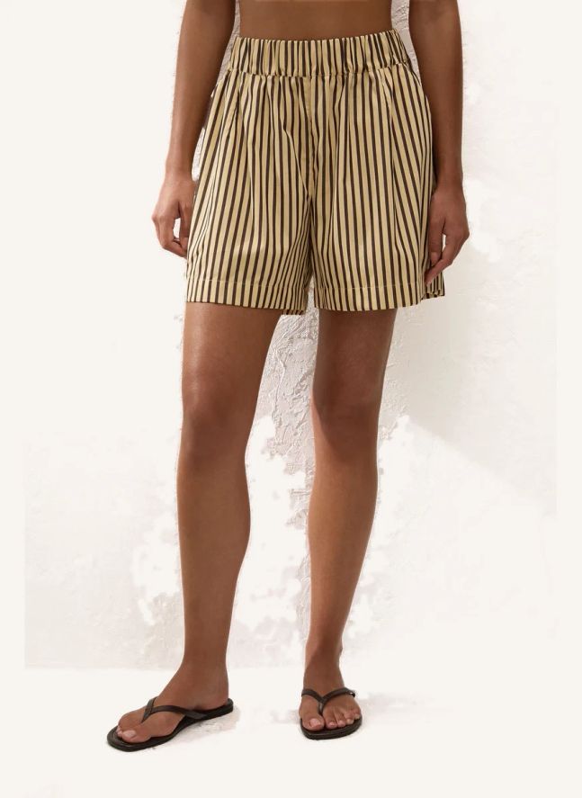 Short Rayures Clemente Coton | Ecru