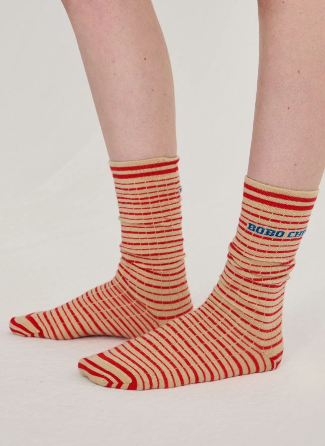 Chaussettes Rayures Coton Bio | Ecru