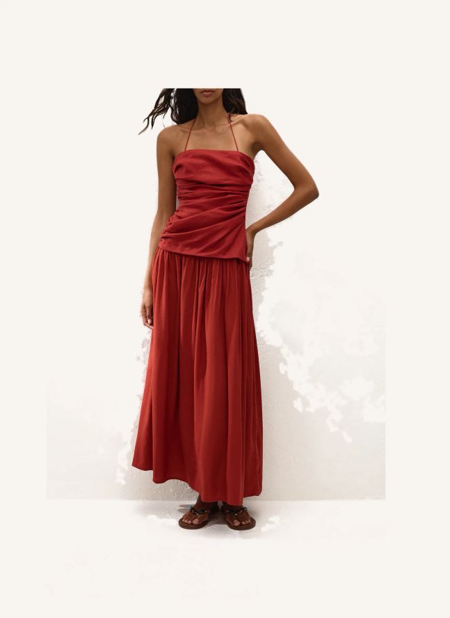 Robe Notte Maxi Coton | Terracotta