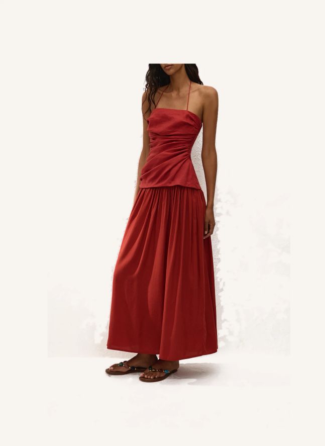 Robe Notte Maxi Coton | Terracotta