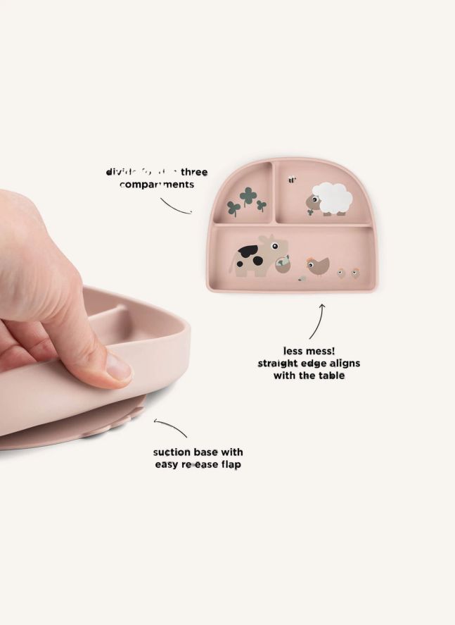 Tiny Farm compartmentalized plate with suction cup | Sand