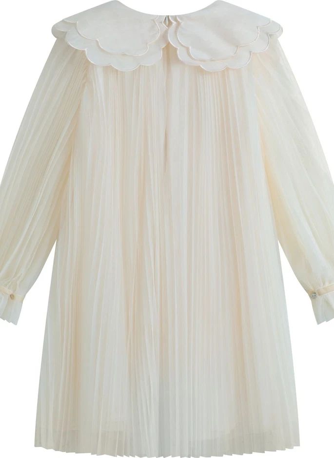 Robe Col Feston Reena Tulle Plissé | Crème- Image produit n°4
