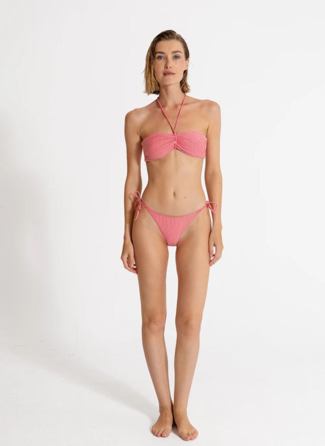 Haut de Maillot Abbie Rayé | Rouge cerise