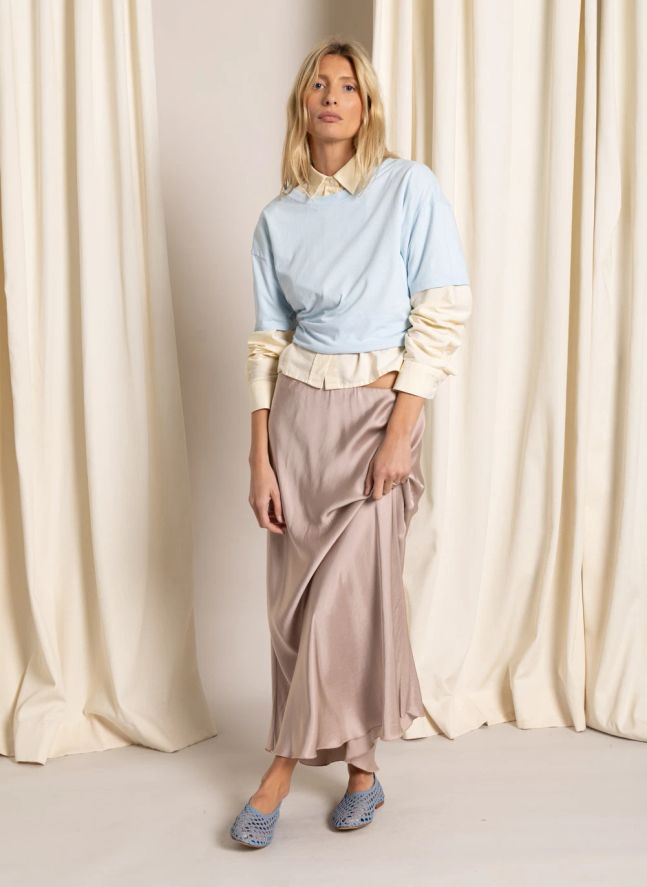 T-shirt Hana Coton Bio | Bleu Glacier
