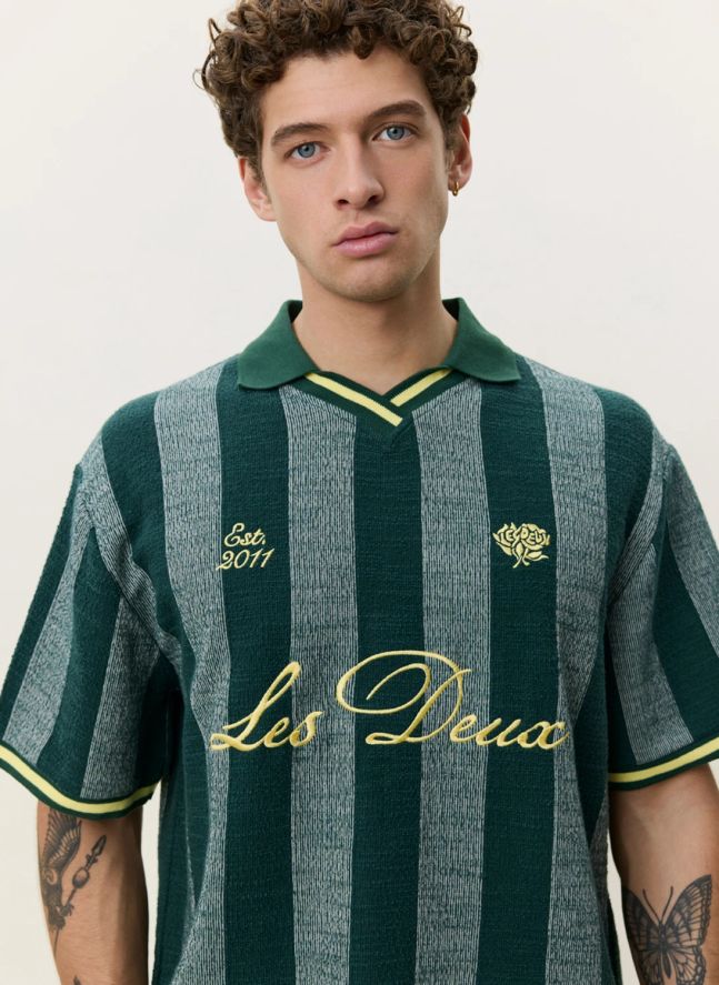 Polo Rayé Football | Vert foncé
