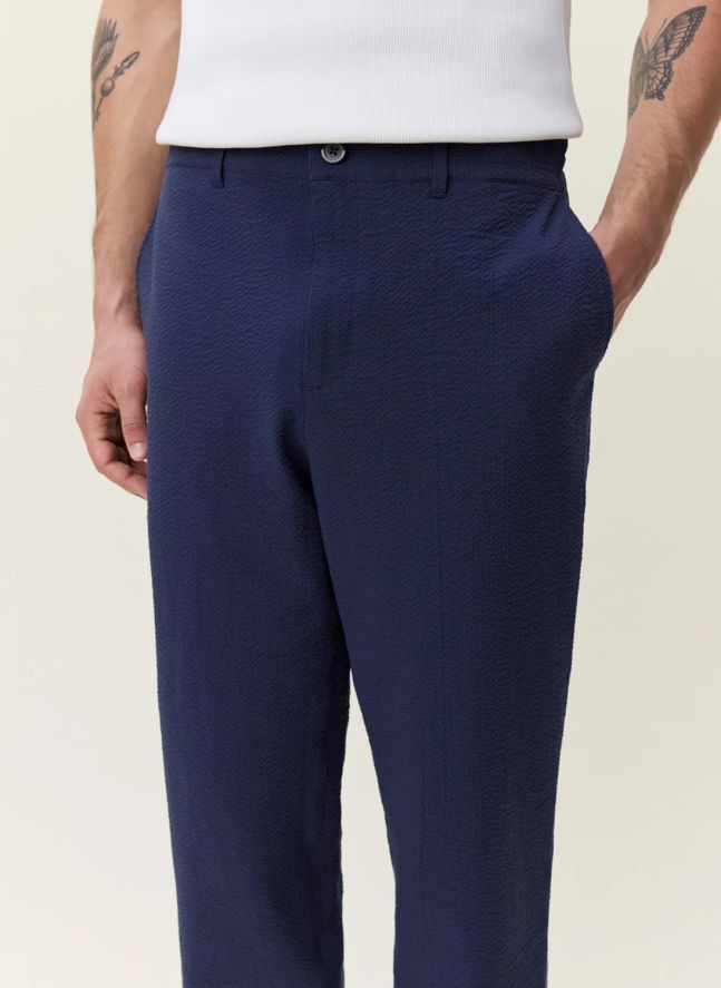 Pantalon Seersucker  | Bleu foncé