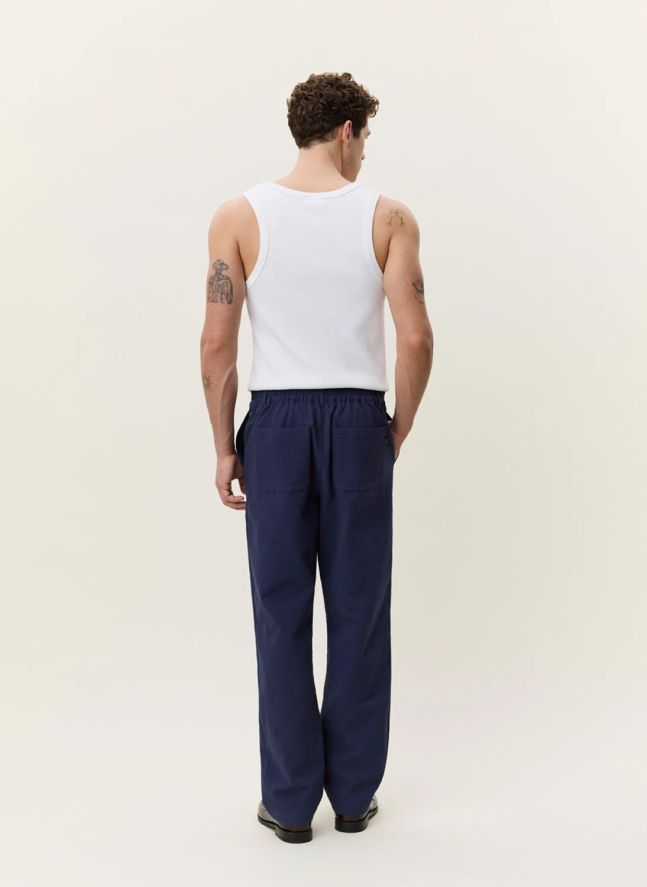 Pantalon Seersucker  | Bleu foncé