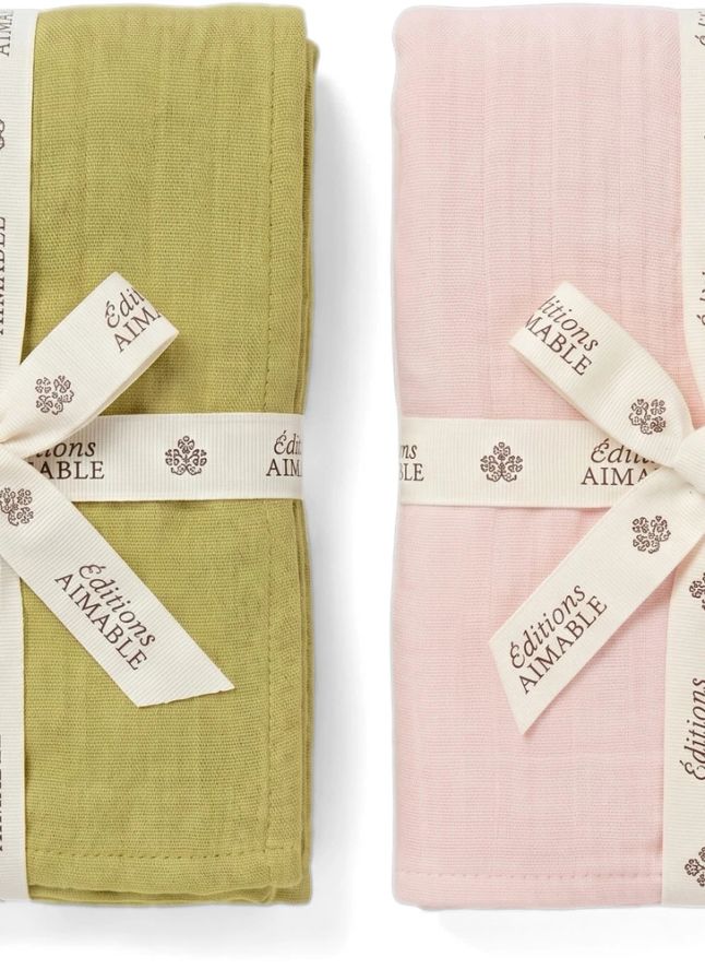 Set de langes Léon  | Gaze Rose Dragée
