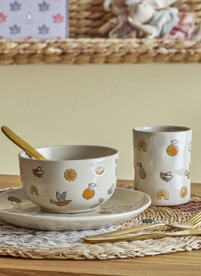 Set vaisselle Agnès en grès | Blanc