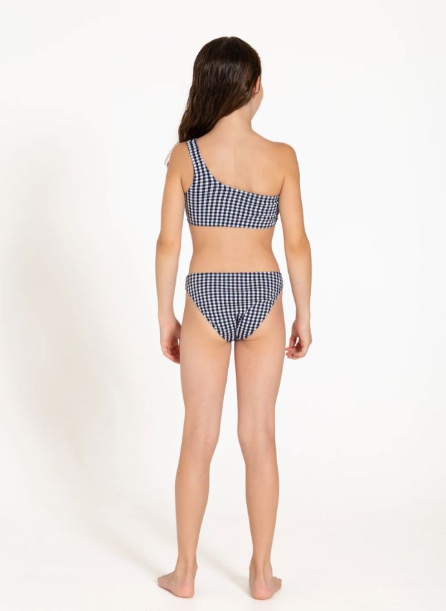 Maillot de Bain Asymétrique Bayle Carreaux | Bleu marine