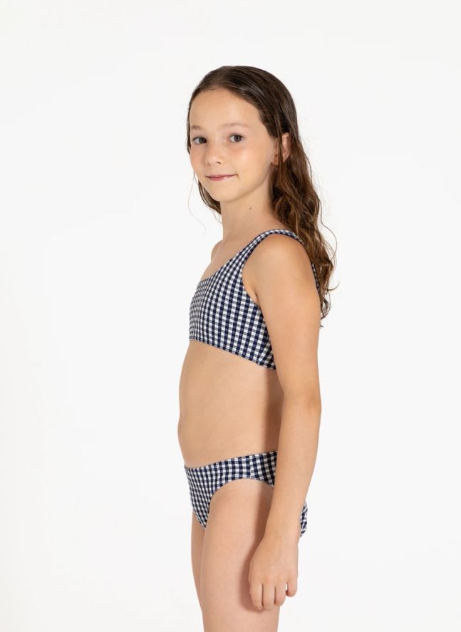 Maillot de Bain Asymétrique Bayle Carreaux | Bleu marine