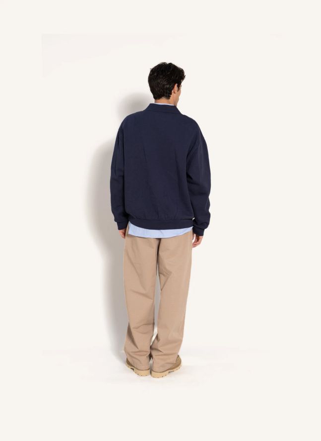 Sweat Col Polo Bob Coton Bio | Bleu noir