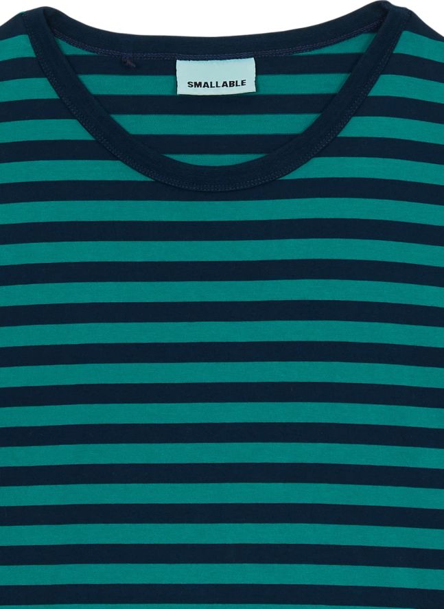 T-shirt Silas Rayé Coton Bio | Vert forêt