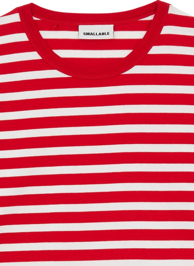 T-shirt Silas Rayé Coton Bio | Rouge foncé