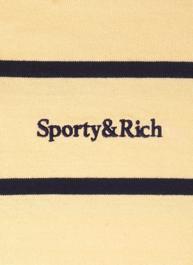 Polo Rugby Serif Logo Rayé | Jaune pâle