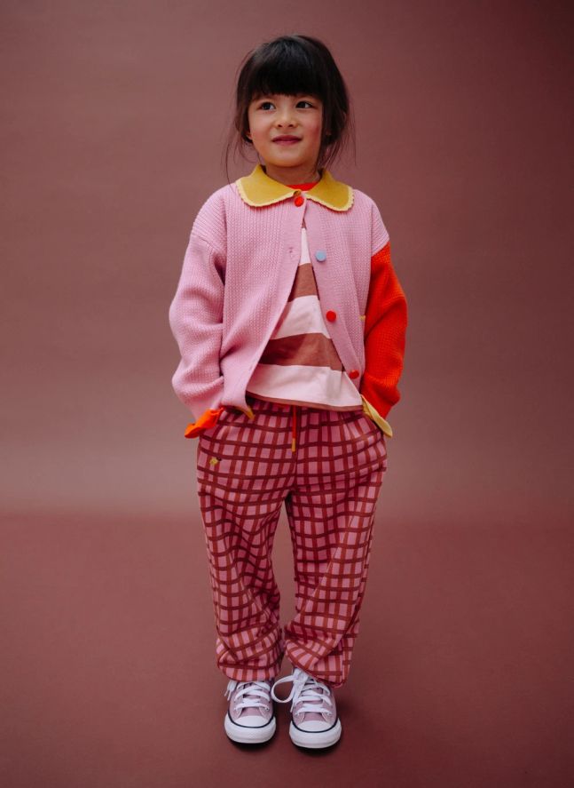 Jogger Citron Carreaux | Rose poudré