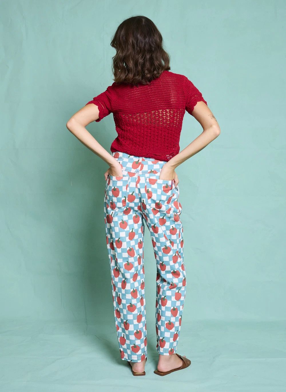 Pantalon La Cantina Tomates - Collection Femme | Turquoise- Image produit n°7